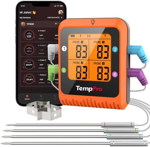 TempPro TempSync 650ft Bluetooth Meat Thermometer by TempPro