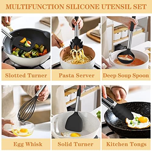 Silicone Cooking Kitchen Utensil Set, Umite Chef 43 PCS Heat Resistant Kitchen - Image 3