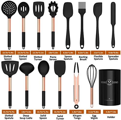 Silicone Cooking Utensil Set, Umite Chef Kitchen Utensils 15pcs Cooking - Image 2