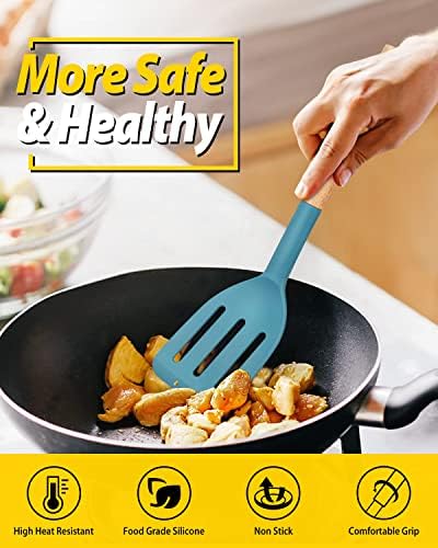 BUNDLEPRO Silicone Spatula, Solid & Slotted Turner, 2 Pack - Image 3