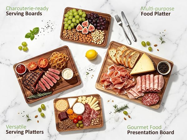 AZRHOM Large Solid Acacia Wooden Chopping Board Set of 4 - Image 4