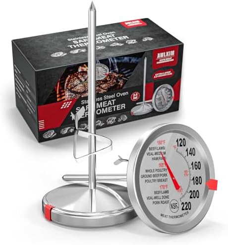 AWLKIM 2 Pack Analog Meat Thermometer Oven Safe Dial No Battery by AWKLIM