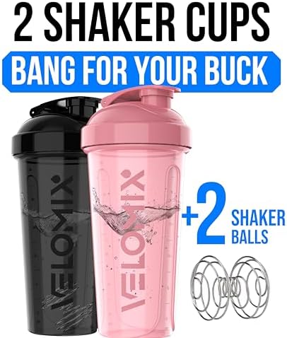 VELOMIX 2 Pack 28oz Protein Shaker Bottle - Image 2