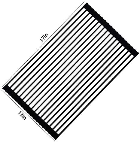 Ahyuan Roll-up Dish Drying Rack Square Solid Bars Multipurpose Silicone Coated - Image 4