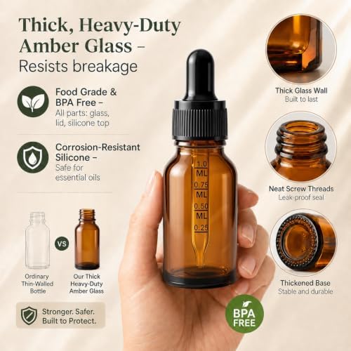 PrettyCare 99 Pack 0.5 oz Amber Glass Dropper Bottle - Image 2