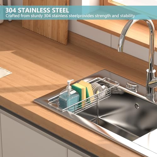 Sink Caddy Sponge Holder Kitchen Sink Organizer Expandable 13.4" to 17.1" - Image 6