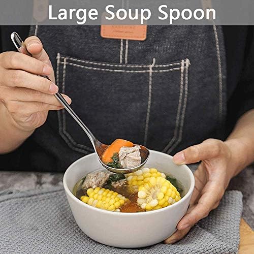 18/8 Stainless Steel Deep Pho Noodle Spoons Big Soup Spoon Large Serving Spoon - Image 4