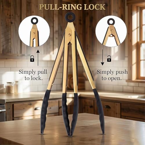 Professional Gold Kitchen Tongs - Image 7