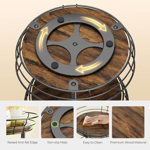 LAMU 2 Tier Lazy Susan Turntable Rotating Spice Rack Organizer - Image 5