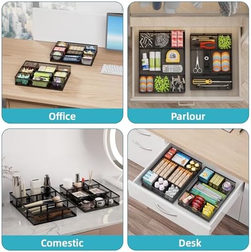 Marbrasse 2 Pack Desk Drawer Organizer, Mesh Drawer Organizer Tray - Image 3