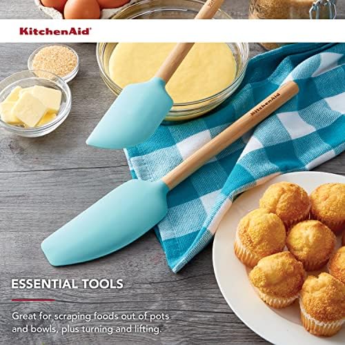 KitchenAid Bamboo Spatula Set, Aqua Sky - Image 4