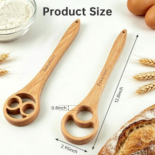 Danish Dough Whisk 2 Pack, Wooden Sourdough Bread Whisk - Image 2