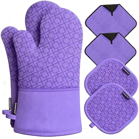 Oven Mitts and Pot Holders Sets 6pcs, Kitchen Oven Glove, High Heat Resistant by OvenMitts