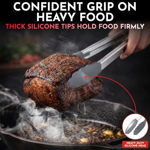 Kitchen Tongs - 12, 9 & 7 Inch Locking Silicone Tongs - Image 3