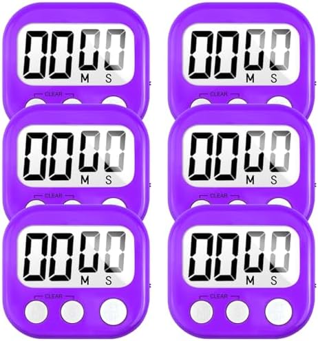 AOUCE Digital Kitchen Timers for Cooking, Timer for Kids 6 Pack Purple by AOUCE