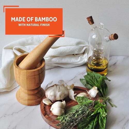 IMUSA USA Bamboo Mortar and Pestle - Image 3