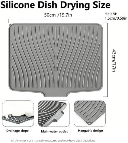 EBIGIC Silicone Dish Drying Mat, 19.7"*17"Dish Drying Pad, Kitchen Accessories - Image 2