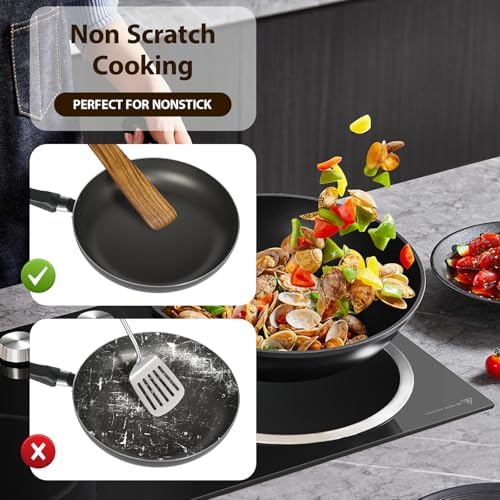 HOTTOR Wooden Spatula Set, 2 Pack Teak Spatulas - Image 4