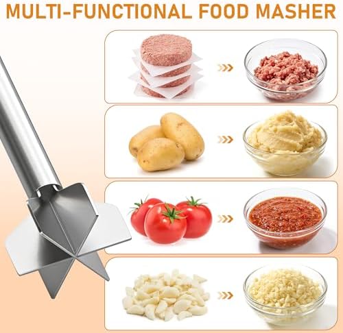Meat Masher, 6 Blade Stainless Steel Ground Beef Chopper Kitchen Tool - Image 6