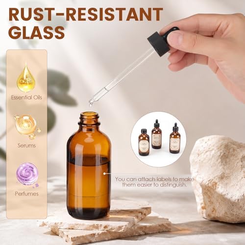 Hushee 6 Pack 4 oz Amber Glass Dropper Bottles - Image 2