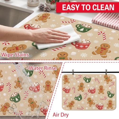 Christmas Gingerbread Coffee Mat 24inx18in, Coffee Bar Mat - Image 6