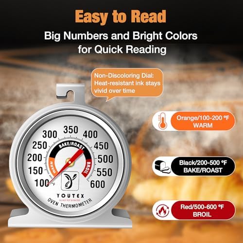 2-Pack Oven Thermometer, Upgraded 100-600°F No-Holes Non-Discoloring - Image 3