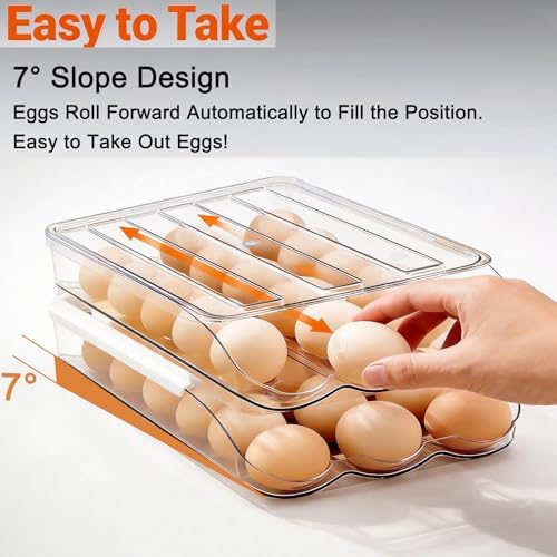Egg Holder for Fridge, Automatic Rolling Egg Dispenser for Refrigerator - Image 3