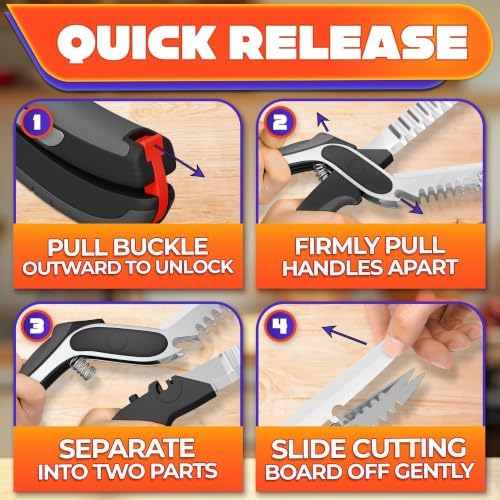 7-in-1 Cutting Board Scissors for Food, Ribbed Blades, Heavy-Duty - Image 7