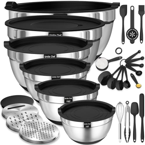 Thickened Heavy-Duty 26pcs Stainless Steel Bowl, Mixing Bowl Set by UmiteChef