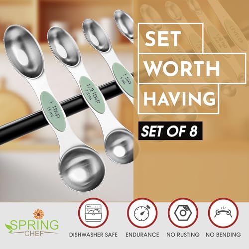 Spring Chef Stainless Steel Magnetic Measuring Spoons Set of 8 - Image 2