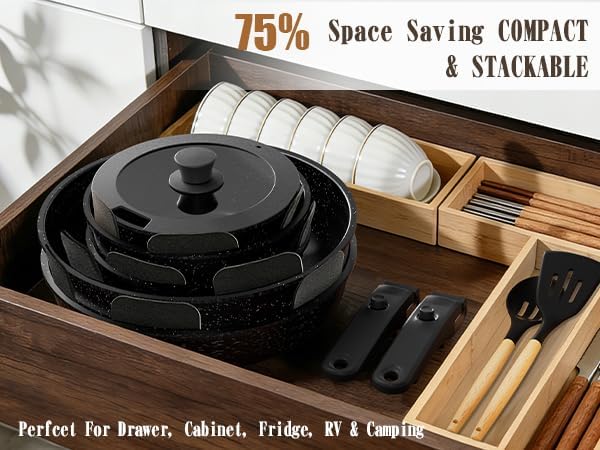 Umite Chef 21Pcs Pots and Pans Set Non Stick, Nonstick Ceramic Cookware Sets - Image 5