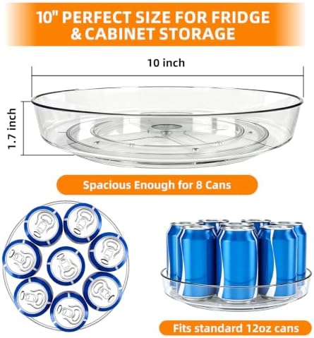 2-Pack 10 Inch Smooth Clear Round Lazy Susan Organizer - Image 3