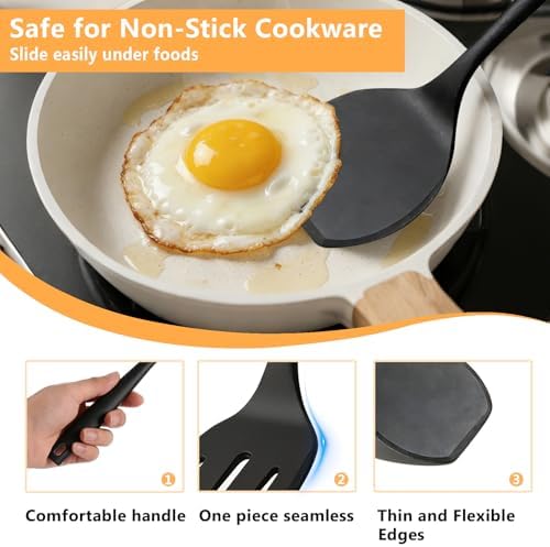 Silicone Spatula Turner Set, 600°F High Heat Resistant Spatulas - Image 2