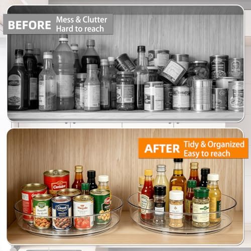 3-Pack 10 Inch Smooth Clear Round Lazy Susan Organizer - Image 4
