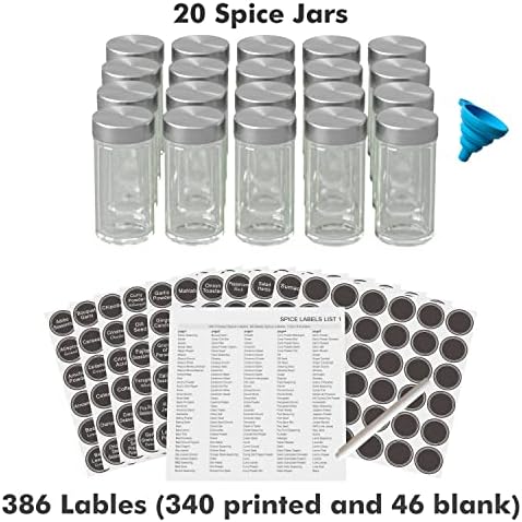 Revolving Spice Rack Set with 20 Spice Jars, Kitchen Spice Tower Organizer - Image 5