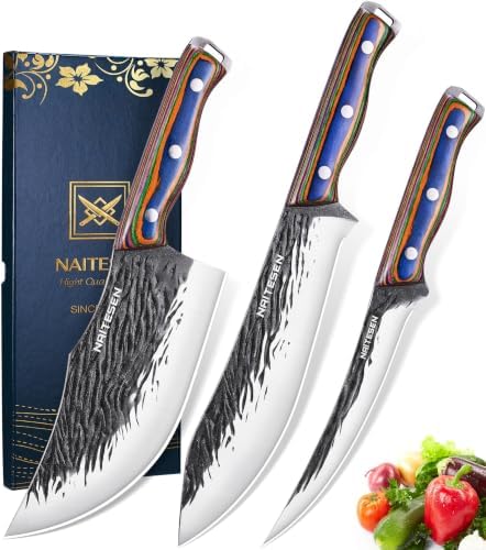 Naitesen 3PCS Hand Forged Butcher Knife Set by Naitesen