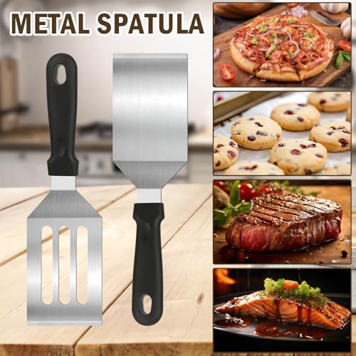 Stainless Steel Spatula Set 4 Pcs, Solid & Slotted Turner - Image 5