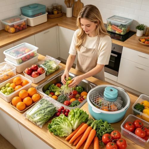 Fruit Cleaner Spinner Portable Berry Produce Rinse Bowl Lettuce Spinner - Image 2