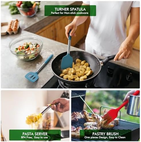 HOTEC Silicone Kitchen Cooking Utensils Set - Image 3