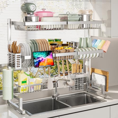 ADBIU Luxurious 304 Stainless Steel Over Sink Dish Drying Rack Snap-On Design 2 by ADBIU