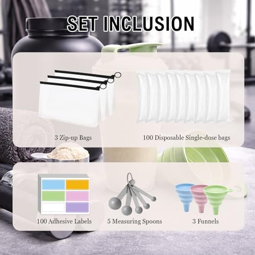 100 Pack Protein Powder Dispenser Set | Portable Protein Powder Storage - Image 2