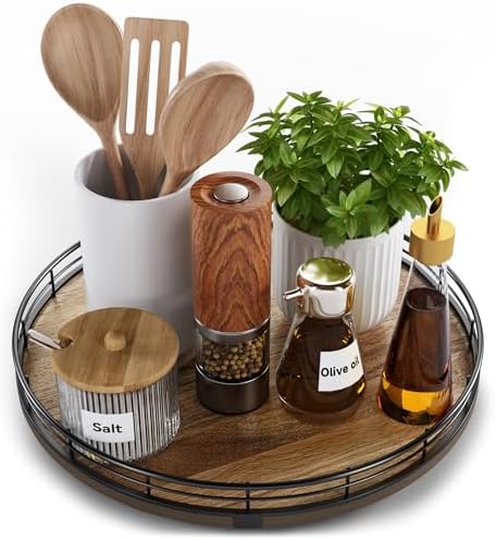 Acacia Wood 12" Lazy Susan Turntable Organizer by HGF