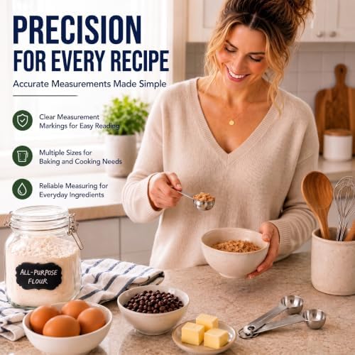 AIKEXIN Stainless Steel Measuring Cups & Spoons Set, Precision Baking Tools - Image 3