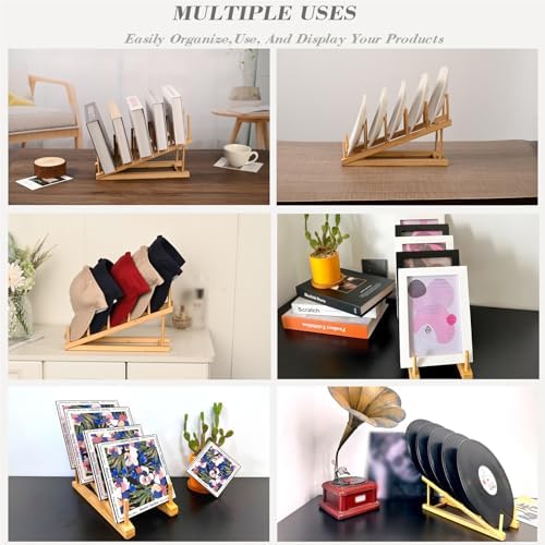 5 Pack Plate Stands For Display, Wooden Multi Plate Holder Organizer - Image 5