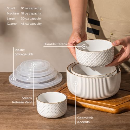 GBhome Ceramic Mixing Bowls Set of 4, Stoneware Nesting Serving Bowls - Image 5