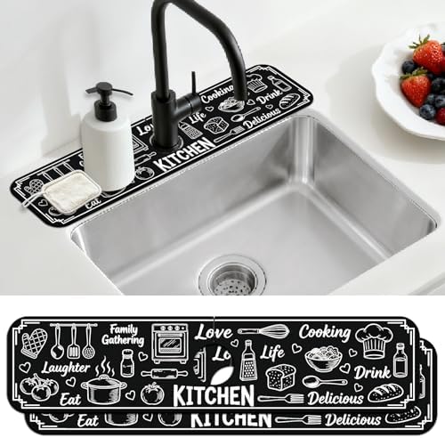 2 Pcs Graffiti Pattern Kitchen Sink Splash Guard Faucet Mat by CONCHLERY%E6%97%97%E8%88%B0%E5%BA%97