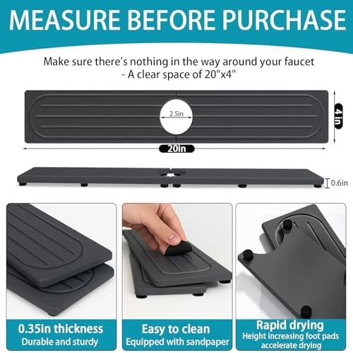 Fast Drying Stone Faucet Mat for Kitchen Sink - Image 4