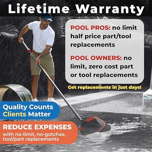 ProTuff 490 Promise 19.5in Pro Pool Leaf Rake Net, Deep Bag Skimmer - Image 2