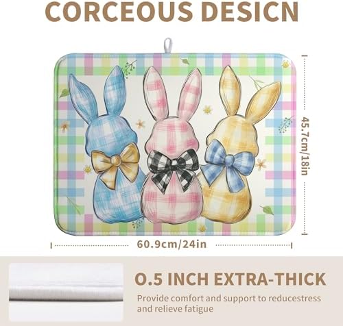 Easter Drying Mat for Kitchen Counter 18x24 Inch Spring Cute Bunny Dish Drying - Image 2