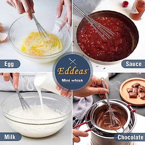 Eddeas Small Whisk Stainless Steel, Mini wire whisk 3 Pieces, 6in & 7in Tiny - Image 5